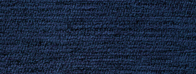 Texture of navy blue color background from textile material with pattern, macro. Structure of vintage fabric cloth