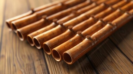 Harmony in Music. Pan flute featuring six pipes.