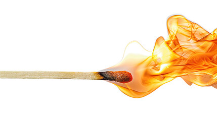 Photograph of a matchstick igniting, its flame gradually expanding against a transparent background.
