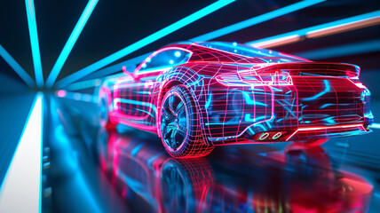 Technology chip circuit car holographic projection