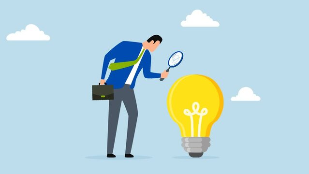 Validate startup idea that have potential to implement, 4k animation of businessman validate idea of light bulb and gives approval.