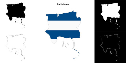 La Habana province outline map set