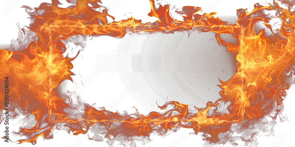 Poster empty fire frame or border on transparent background