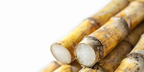 Organic Raw Food The Unique Byproduct of Sugarcane Milling - Isolated Mature Sugar Cane Top. Concept Sugarcane Byproduct, Organic Raw Food, Isolated Mature Sugar Cane Top, Sustainable Farming