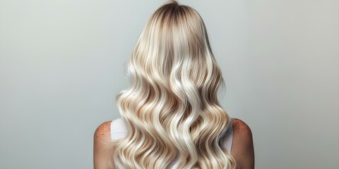 Fototapeta premium Woman modeling dyed hair with ombre or balayage technique. Concept Fashion Photography, Hair Styling, Beauty Trends, Ombre Hair, Balayage Technique