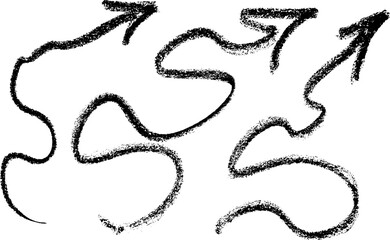 Hand Drawn Chalk Freehand Arrows Set