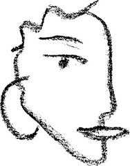 Abstract Chalk Minimalist Girl Face Drawing.