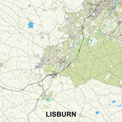 Fototapeta premium Lisburn, United Kingdom map poster art