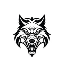 fox head's angry expression. Symbols for tattoo, emblem or logo, isolated on a white background 