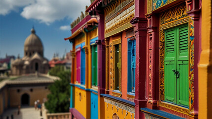 Obraz premium A close-up shot of Vernazza village's colorful buildings, revealing their unique details and textures, in full ultra HD resolution