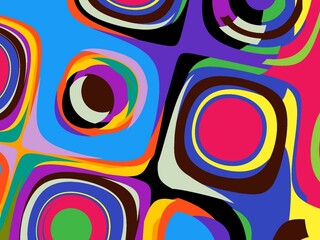 Colorful abstract background with overlapping circles in various sizes and vibrant hues