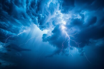 Vivid Lightning Bolts in Stormy Sky