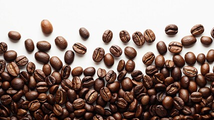 Naklejka premium An aromatic panorama of coffee beans, creating a luxurious brown texture that evokes a rich sensory experience.