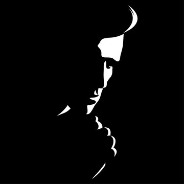 vector black and white light and shadow isolated image of male face formed by shadow. severe male profile. useful for men's products advertising, barbershop, men's clothing stores, logo, print, poster