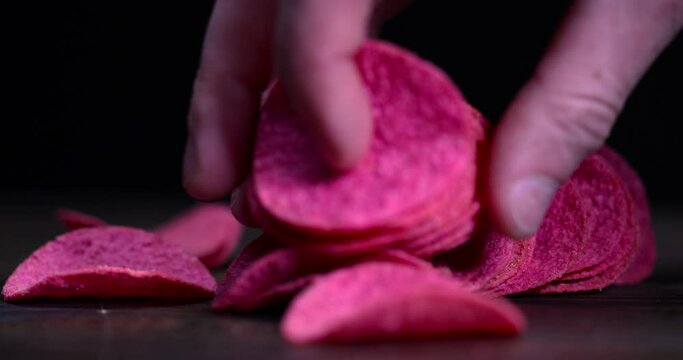 red potato chips with meat flavor, adding red dye to potato chips