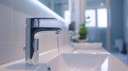 Smart Home. Design Interior Bathroom. Saving water and using resources wisely