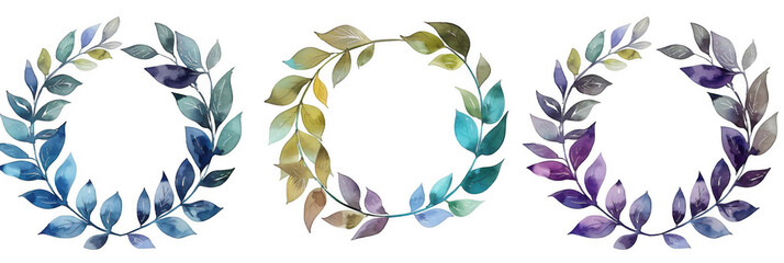 Fototapeta premium Watercolor Leaf Wreaths