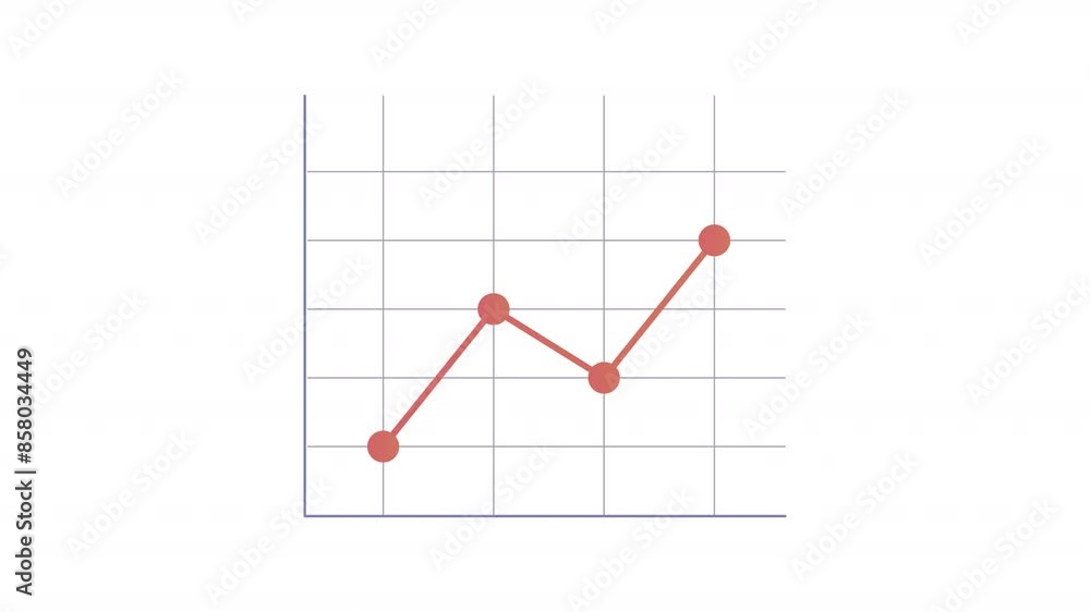 Poster animated linear chart. dot plots animation. moving trend, finance. statistical graph, data processin
