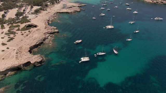 Cala Bassa beach in Ibiza with Drone