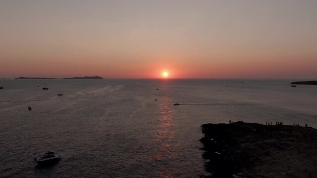 Sunset in San Antonio Abad Ibiza with drone