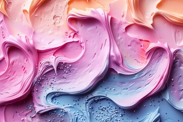 Obraz premium Vibrant abstract background with colorful smooth textures in pastel shades of pink, purple, and blue. Artistic and creative design.