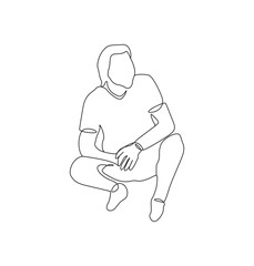 Man  modern style position line art vector