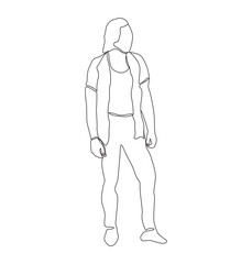 Man  modern style position line art vector