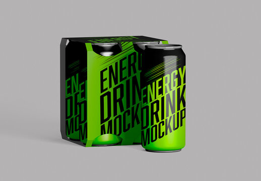 Energy Drink Can Pack Mockup