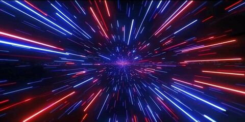 Abstract Lightspeed Effect with Neon Lines