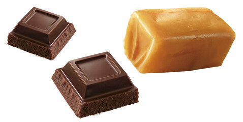 Schokoladen Stücke und Karamell Bonbon