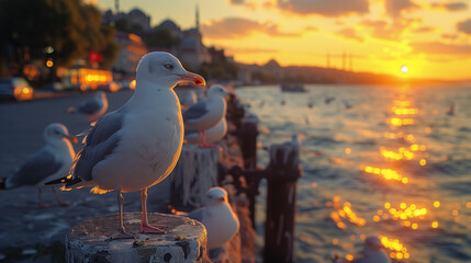 Flock of seagulls in Istanbul