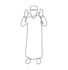 continuous line drawing Muslim pray silhouette vector isolated on white background