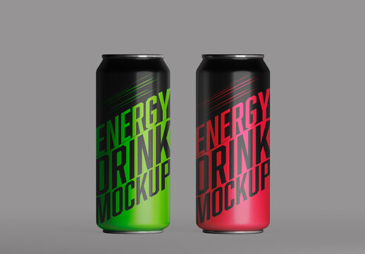Two Energy Drink Can Mockup