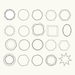 Golden geometric frames vector set. Geometrical polyhedron, art deco style for wedding invitation, Realistic 3d Detailed Golden Polygonal Frames Thin Line for Invitation Decoration. 