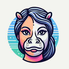 Vector mask of cute hippopotamus.