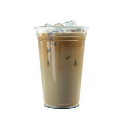 Iced Latte Coffee: A Refreshing Beverage of Milk and Coffee in a Plastic Cup on a transparent background