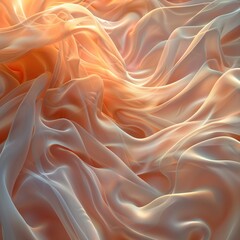 Obraz premium Abstract close-up of flowing, smooth, and delicate peach-colored fabric creating fluid and elegant textures.