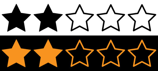 Star rating icon product quality review for web, ui, mobile apps. Two Star Mark icon sign is a product quality review symbol.