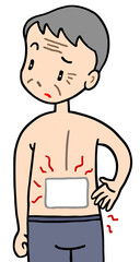 病気・疾病のイラスト - 腰痛・ギックリ腰・腰の痛み・膏薬・湿布薬