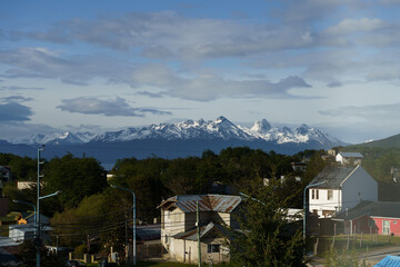 Beautiful sky with Andean mountains over the city of  Tierra del Fuego, Ushuaia - Argentina, Tierra del fuego