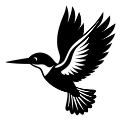 Azure kingfisher is flying with two leg silhouette vector style