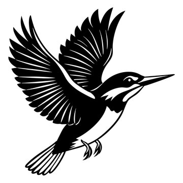 recommend clip art: Azure kingfisher is flying with two leg silhouette vector style