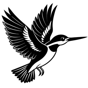 recommend clip art: Azure kingfisher is flying with two leg silhouette vector style