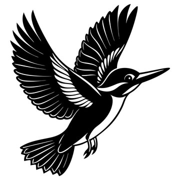 recommend clip art: Azure kingfisher is flying with two leg silhouette vector style