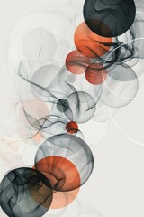 abstract minimalistic vector art, white background, simple shapes, circles, smoke