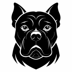 Black silhouette bulldog Head vector illustration,