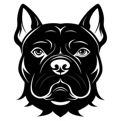 Black silhouette bulldog Head vector illustration,