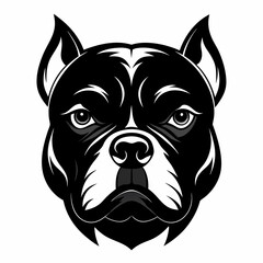 Black silhouette bulldog Head vector illustration,