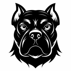 Black silhouette bulldog Head vector illustration,