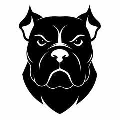 Black silhouette bulldog Head vector illustration,